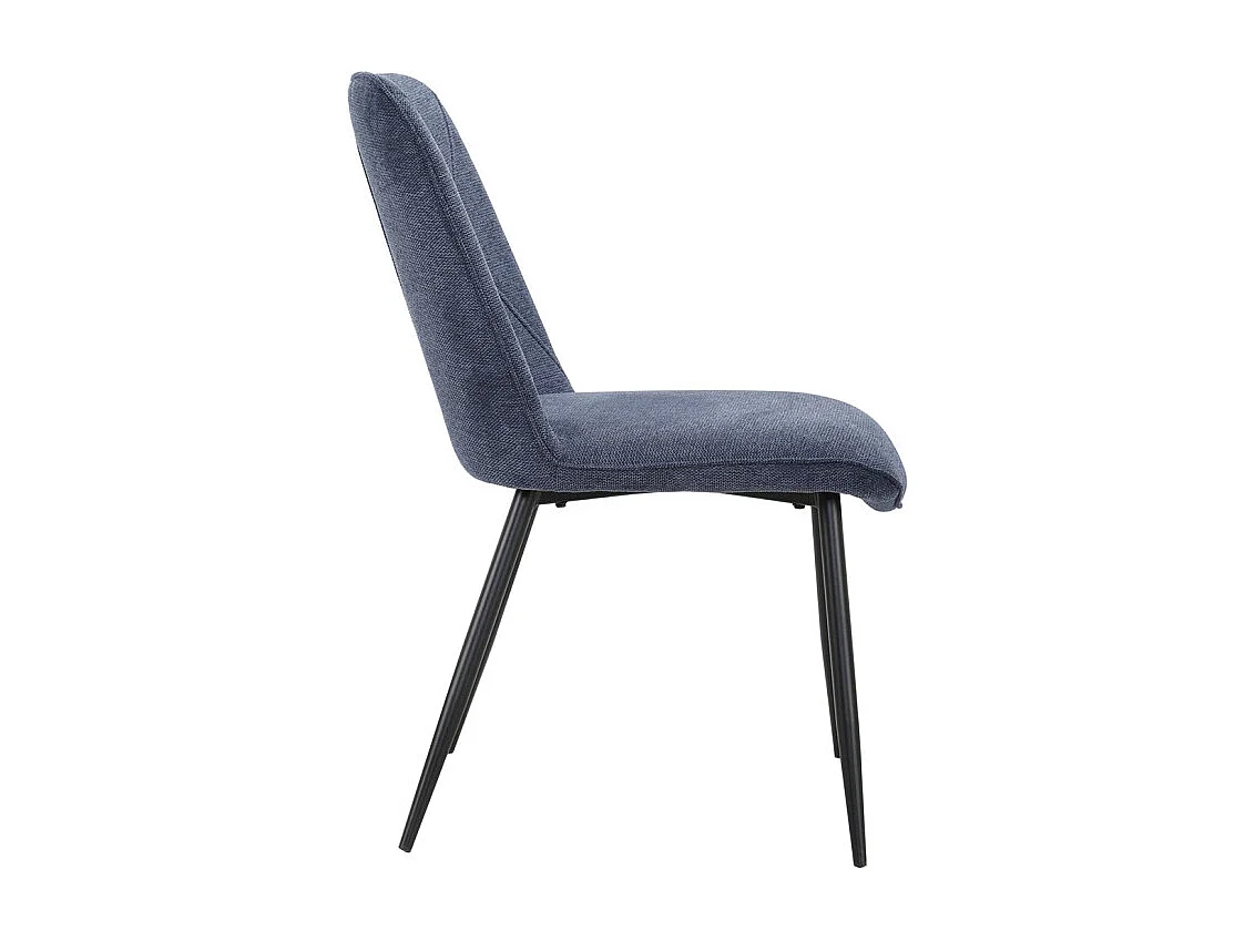 Lot de 2 chaises en tissu bleu foncé 4 pieds en métal noir - MELANIE