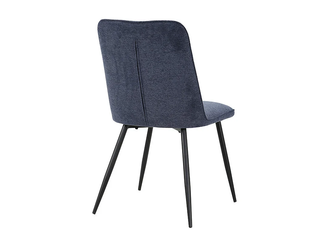 Lot de 2 chaises en tissu bleu foncé 4 pieds en métal noir - MELANIE