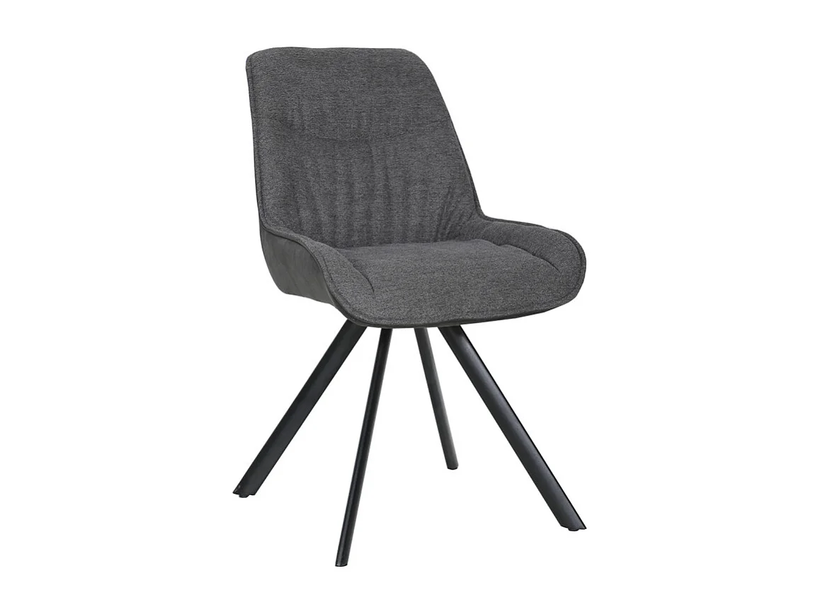 Chaise pivotante 180° tissu gris anthracite pieds métal noir - JADEN