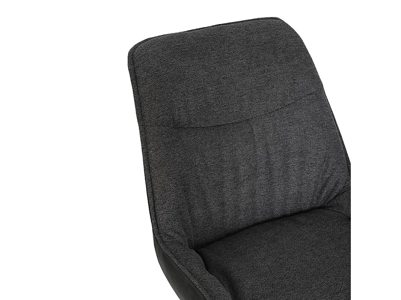 Chaise pivotante 180° tissu gris anthracite pieds métal noir - JADEN