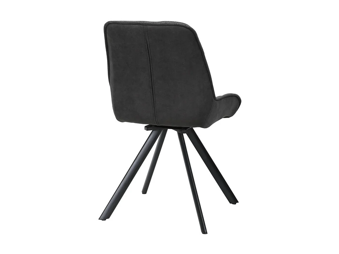 Chaise pivotante 180° tissu gris anthracite pieds métal noir - JADEN