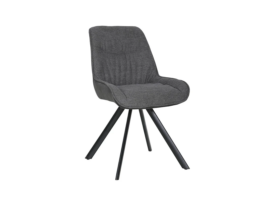 Chaise pivotante 180° tissu gris anthracite pieds métal noir - JADEN