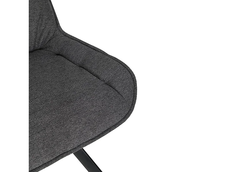 Chaise pivotante 180° tissu gris anthracite pieds métal noir - JADEN