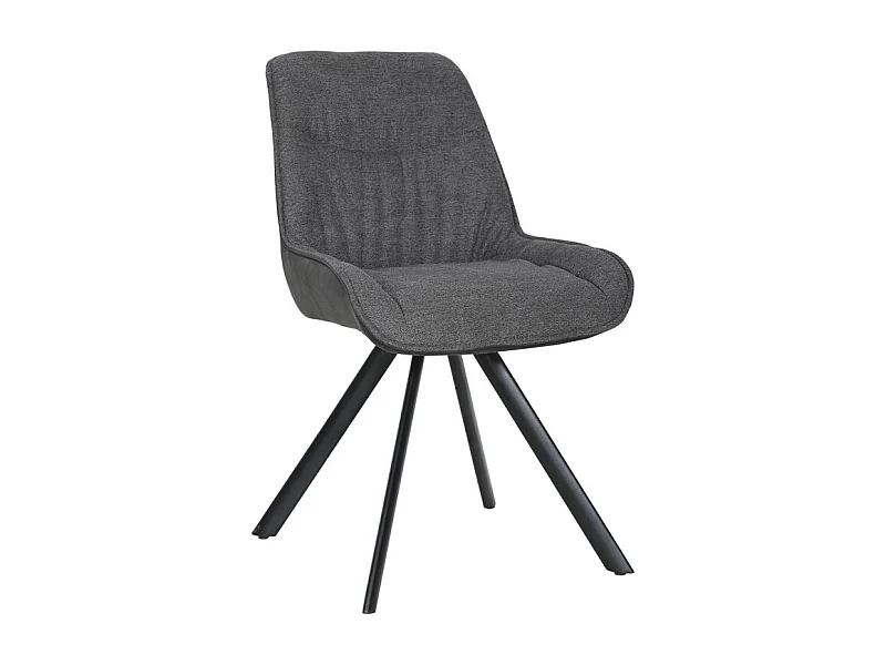 Chaise pivotante 180° tissu gris anthracite pieds métal noir - JADEN