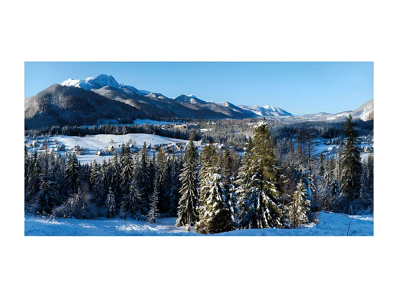 Toile de fond de Noël en tissu Montagne enneigée - 300 x 150 cm - My Village