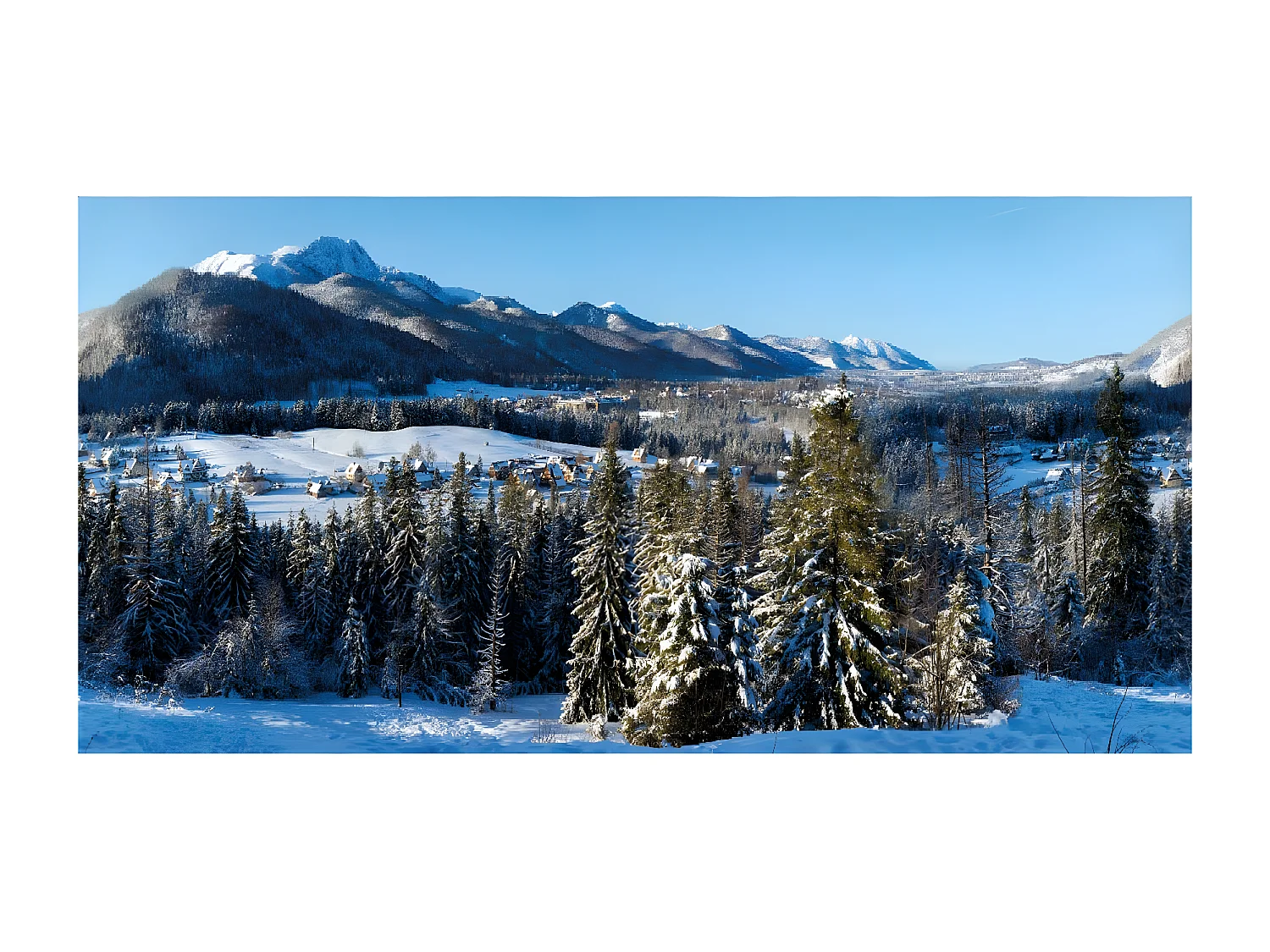 Toile de fond de Noël en tissu Montagne enneigée - 300 x 150 cm - My Village