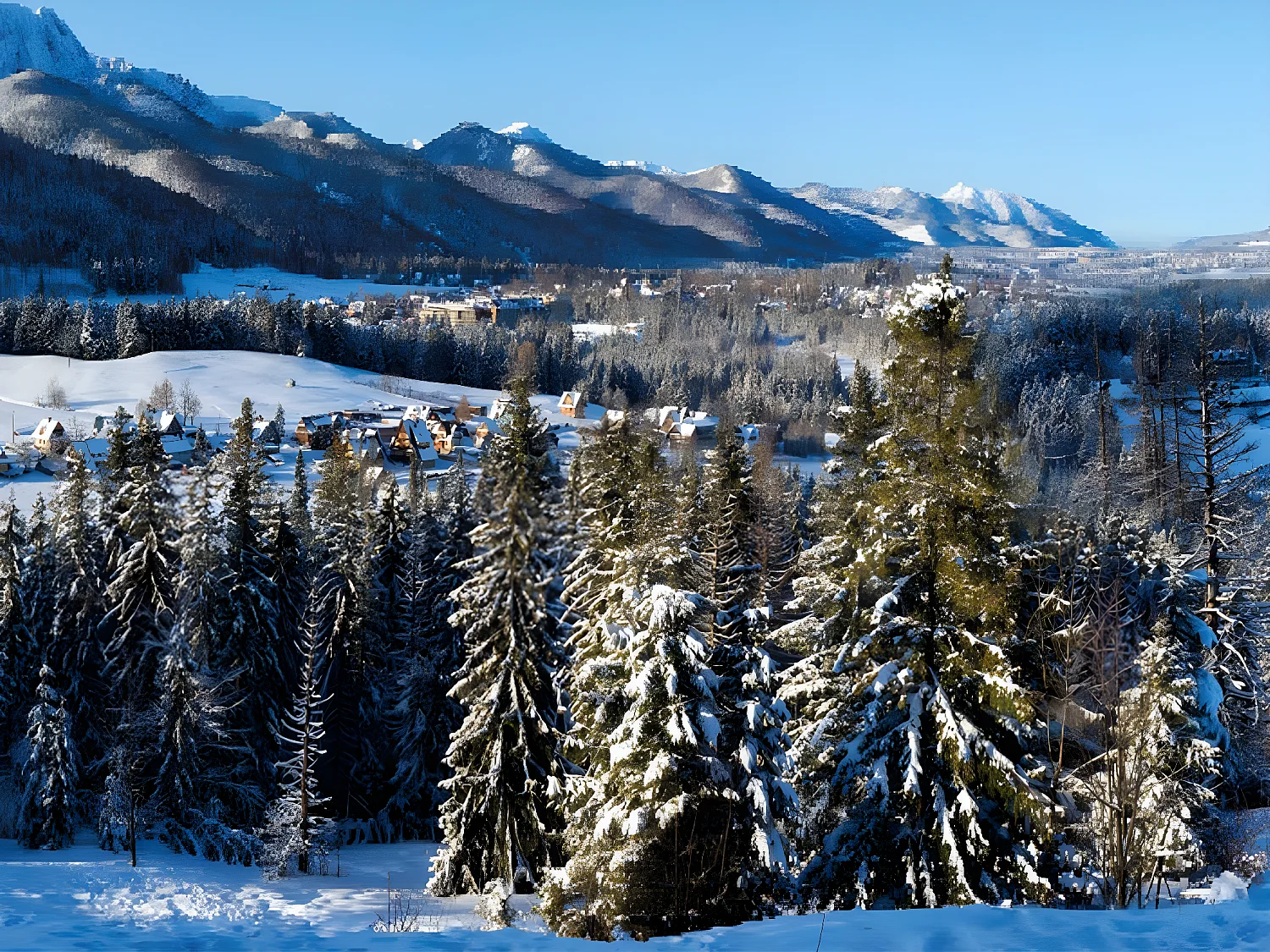 Toile de fond de Noël en tissu Montagne enneigée - 300 x 150 cm - My Village