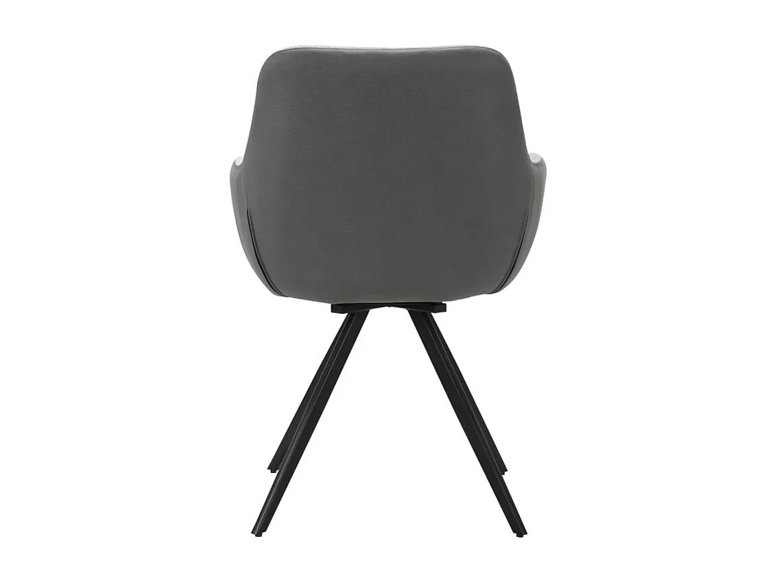Lot 2 chaises rotatives 180° en tissu gris pied en métal noir - CORINE
