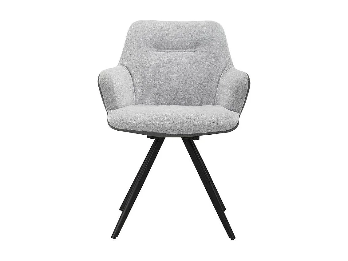 Lot 2 chaises rotatives 180° en tissu gris pied en métal noir - CORINE
