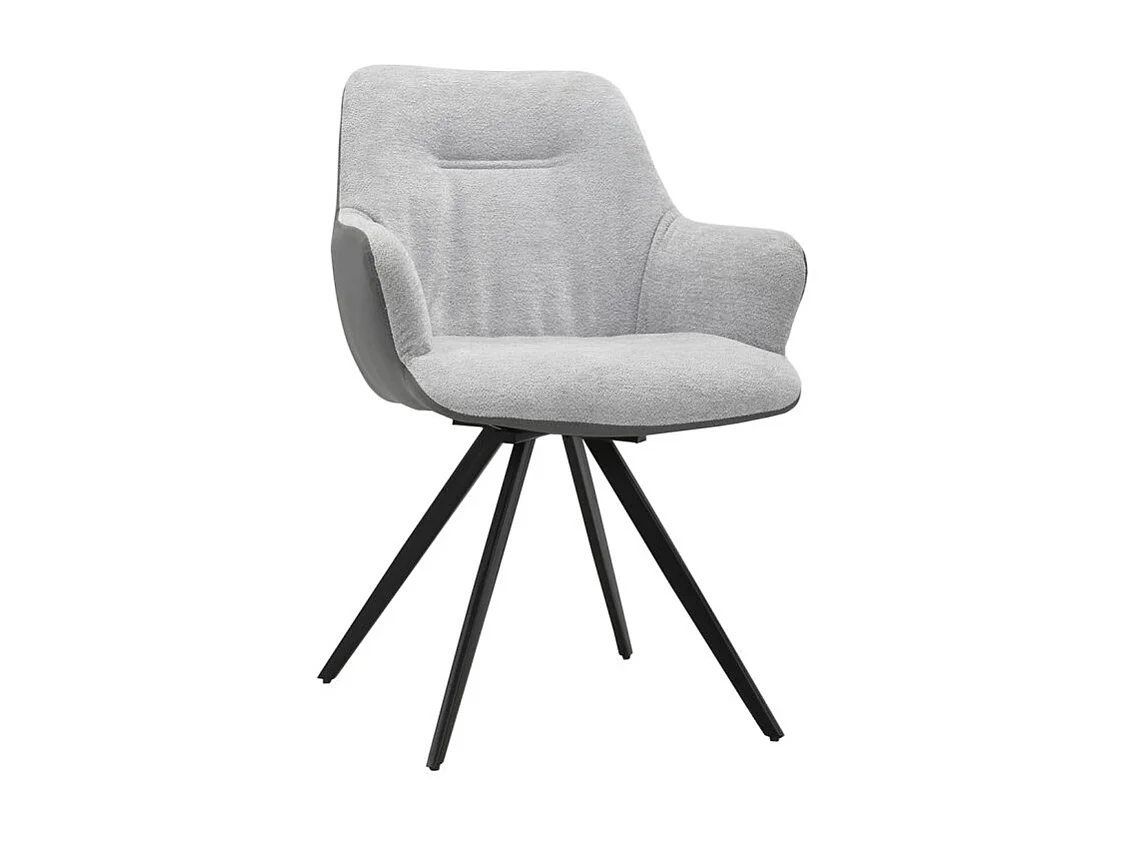 Lot 2 chaises rotatives 180° en tissu gris pied en métal noir - CORINE