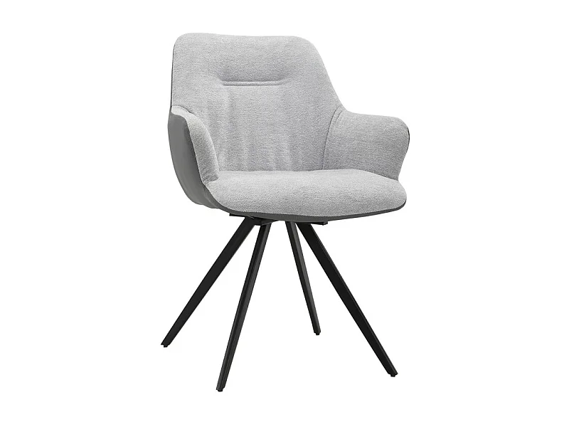 Chaise rotative 180° en tissu gris et pied en métal noir - CORINE