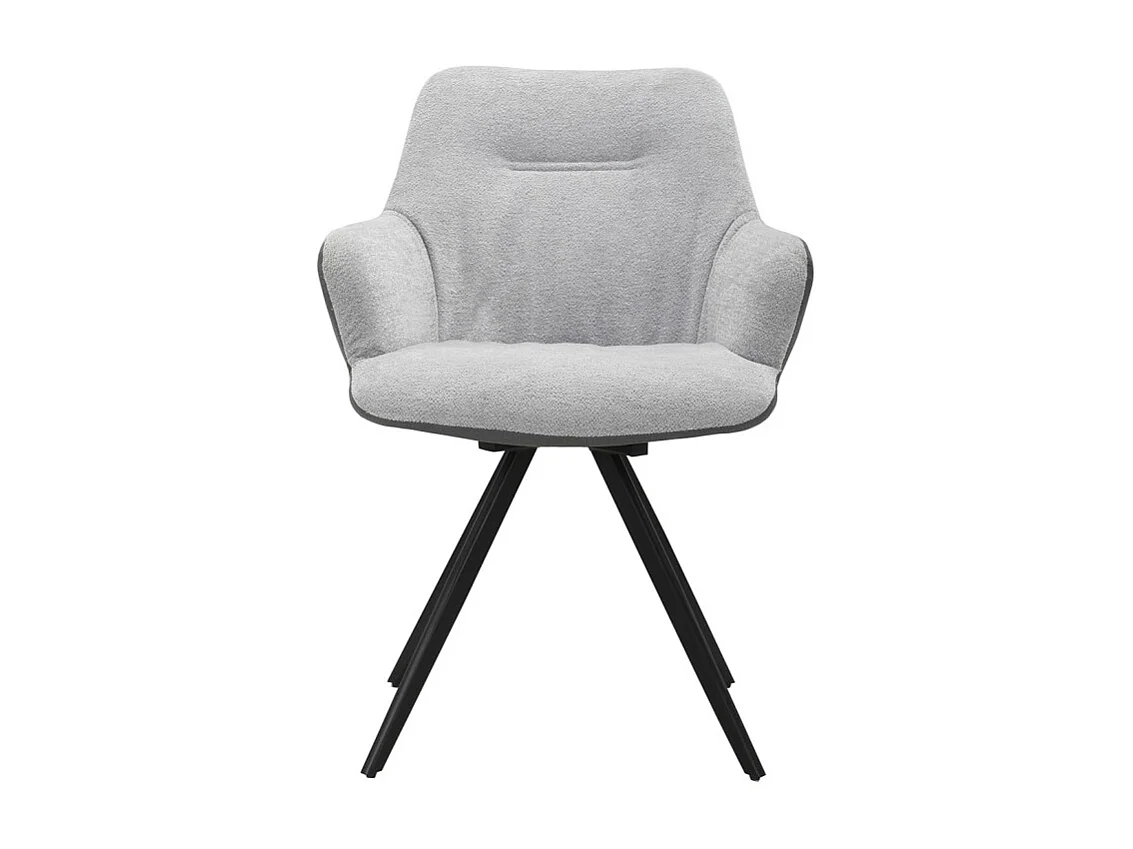 Chaise rotative 180° en tissu gris et pied en métal noir - CORINE