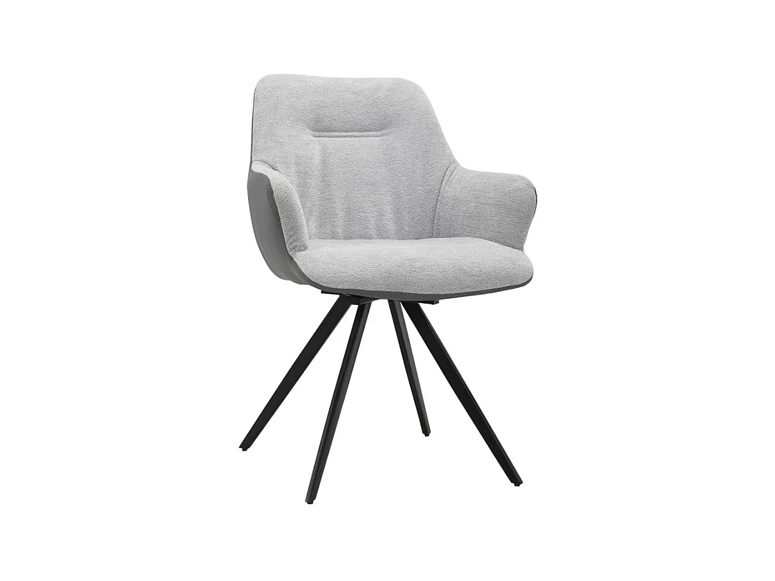 Chaise rotative 180° en tissu gris et pied en métal noir - CORINE
