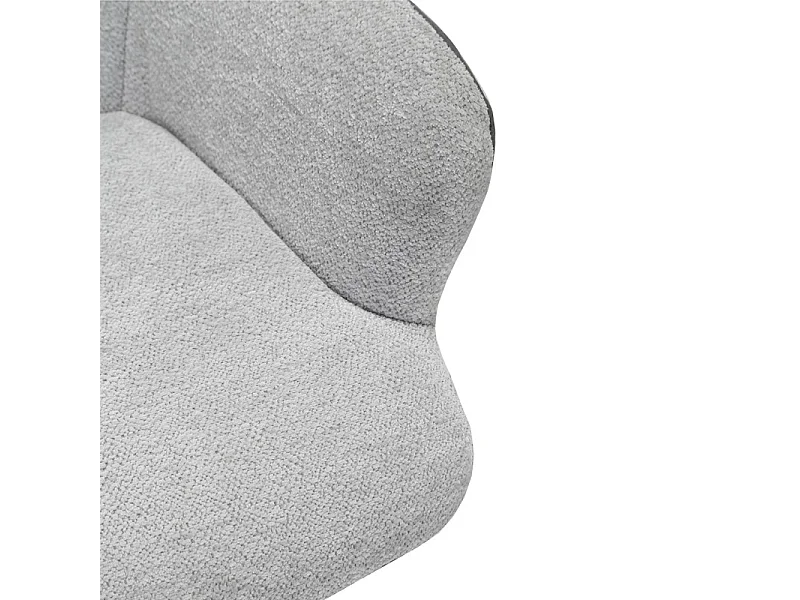 Chaise rotative 180° en tissu gris et pied en métal noir - CORINE