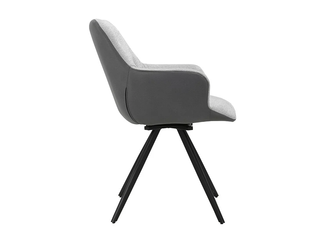 Chaise rotative 180° en tissu gris et pied en métal noir - CORINE
