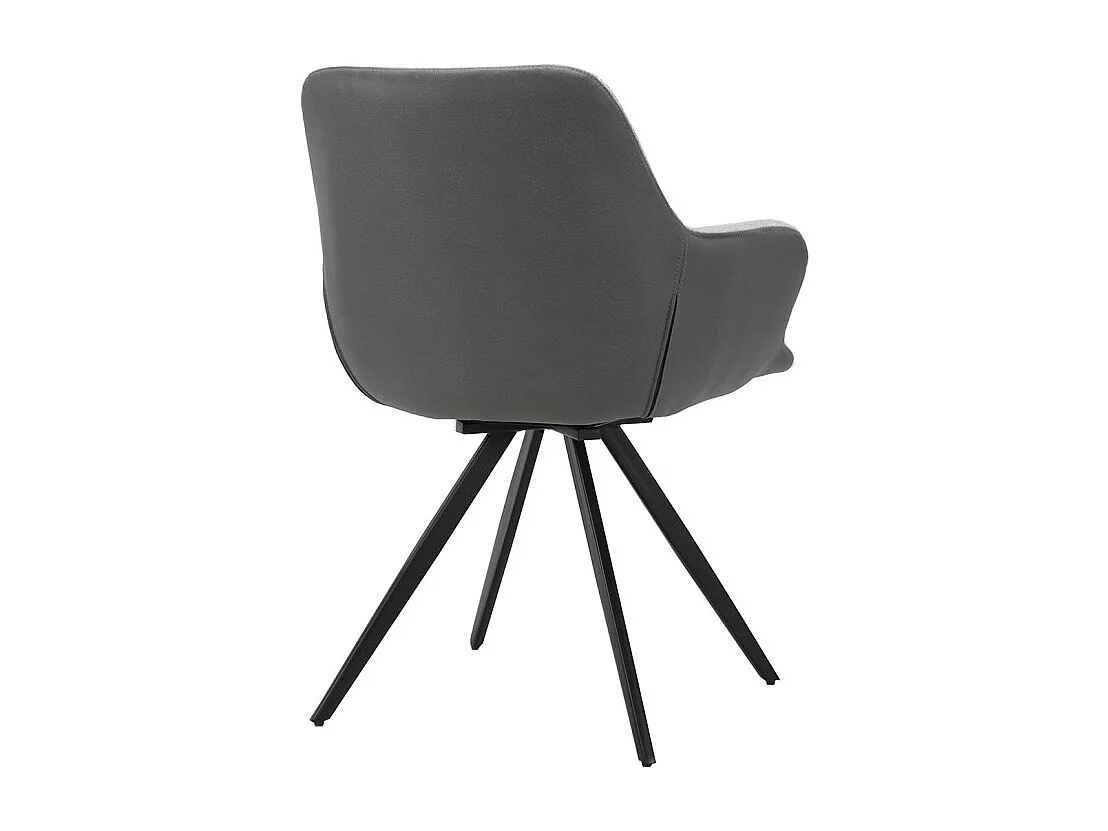 Chaise rotative 180° en tissu gris et pied en métal noir - CORINE