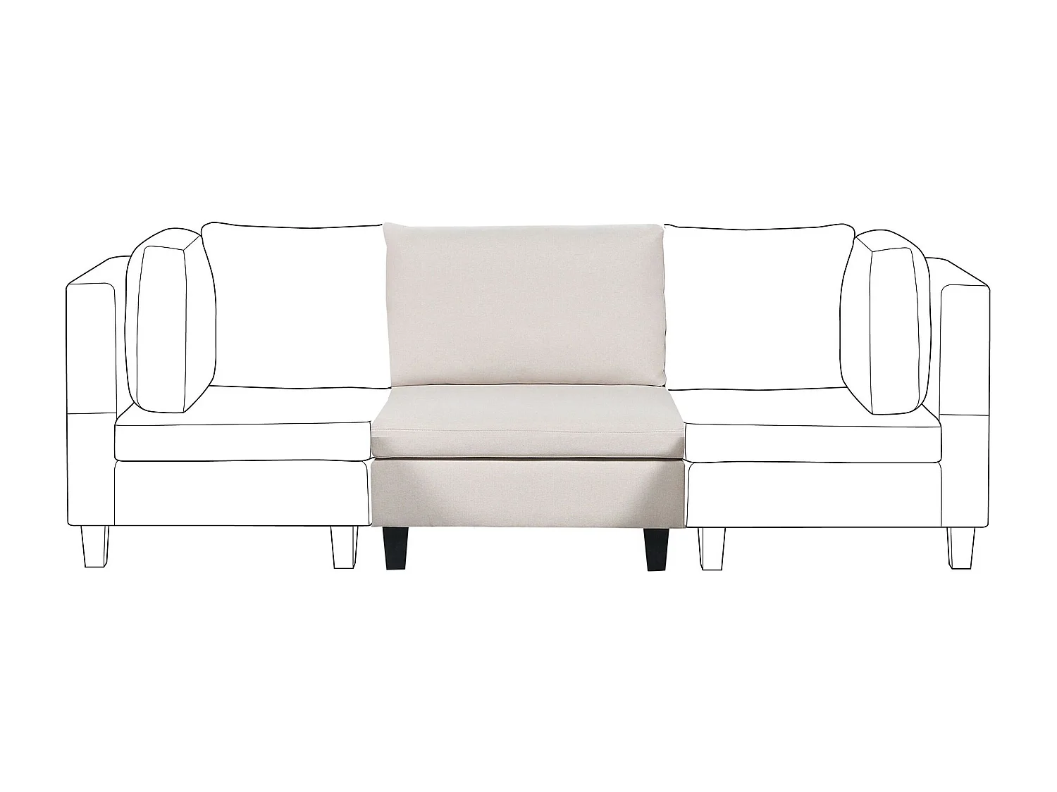 Sezione a 1 posto UNSTAD Tessuto Bianco sporco