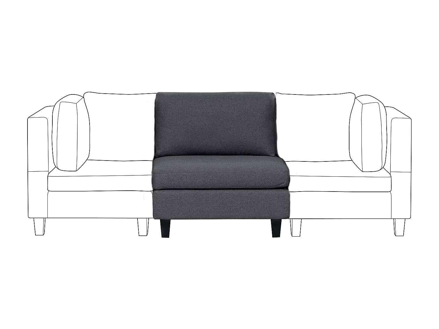 Module fauteuil UNSTAD Tissu Gris foncé