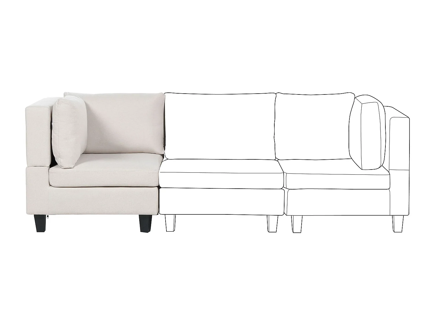 Module d'angle UNSTAD Tissu Beige clair