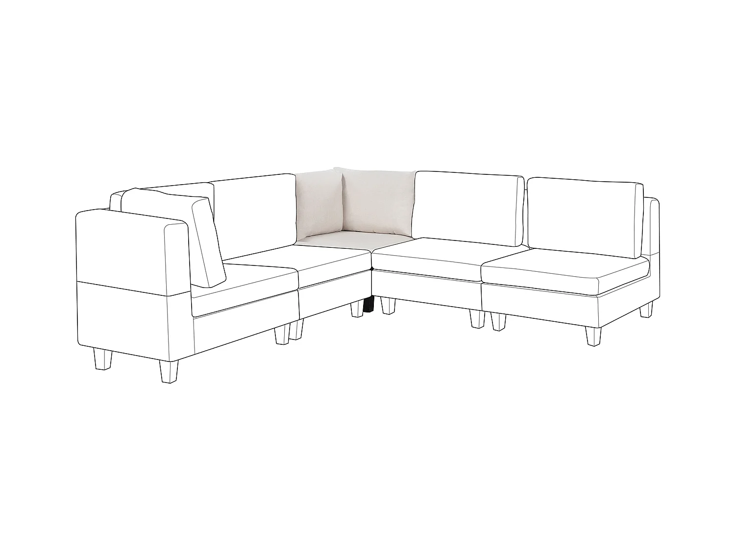 Module d'angle UNSTAD Tissu Beige clair