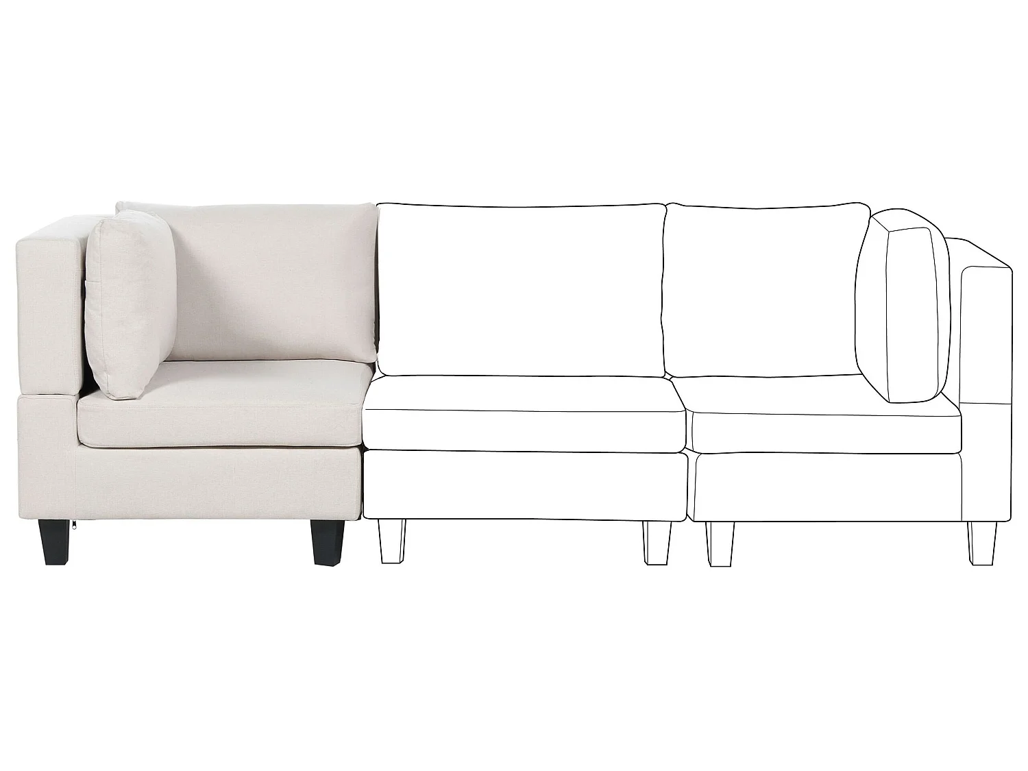 Module d'angle UNSTAD Tissu Beige clair