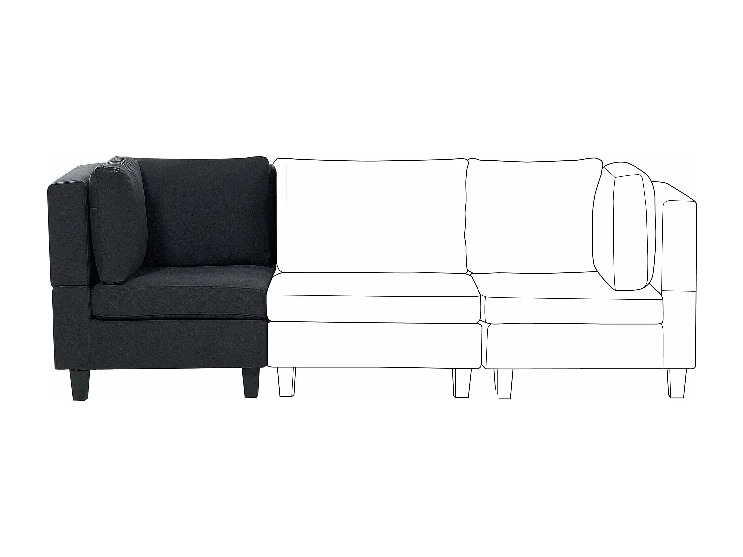 Module d'angle UNSTAD Tissu Noir