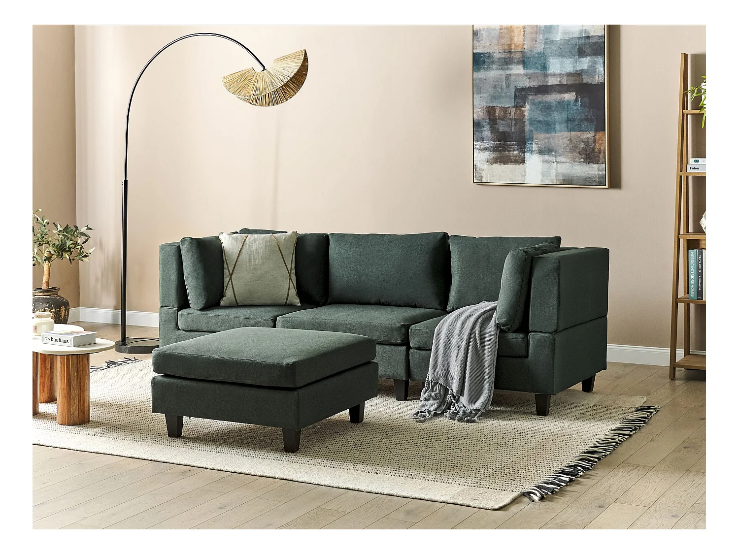 Modulaire bank UNSTAD Stof Donkergroen Met ottomaan 3-zitter