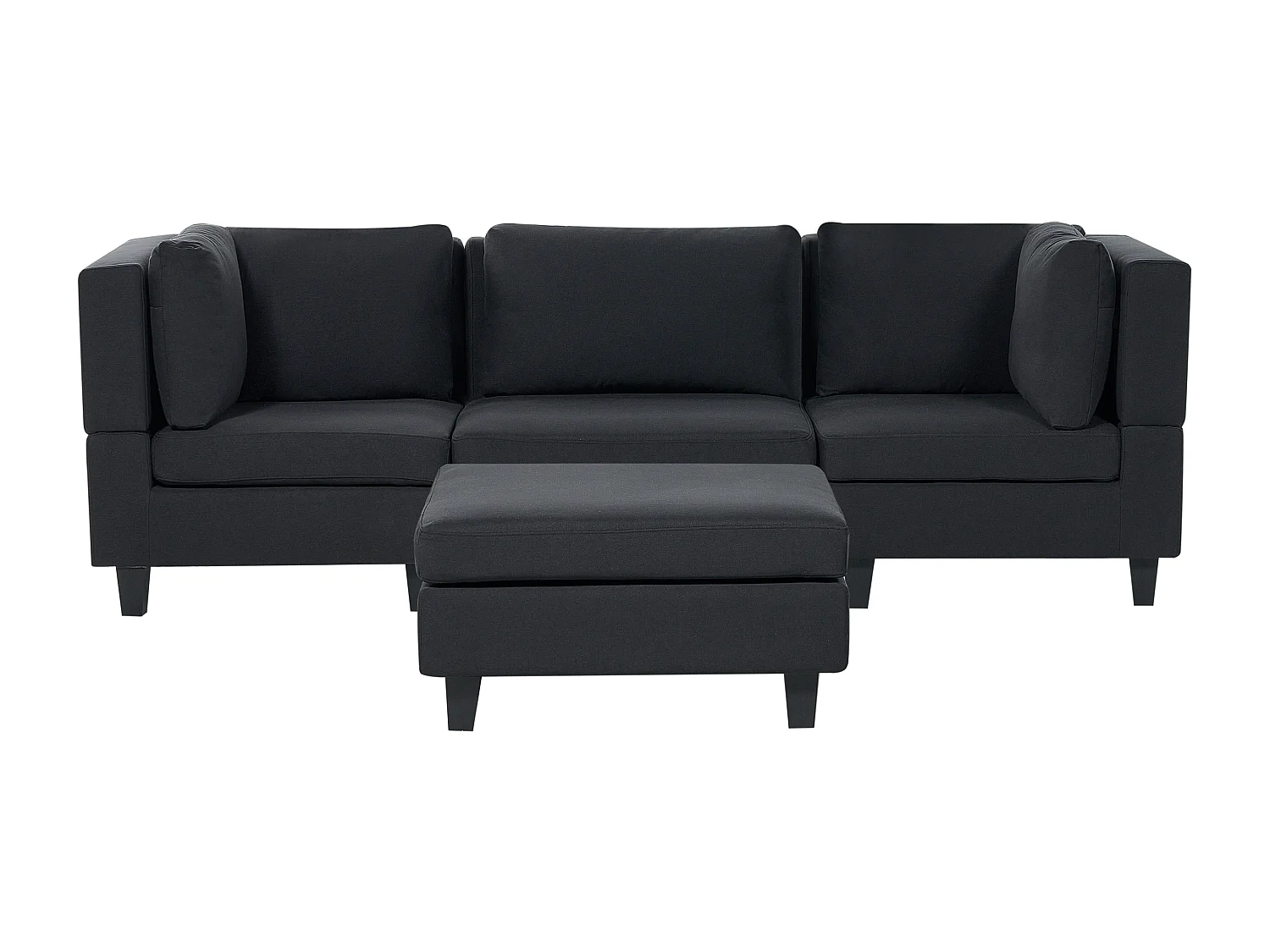 Sofá modular UNSTAD Tela Negro con otomana 3 plazas