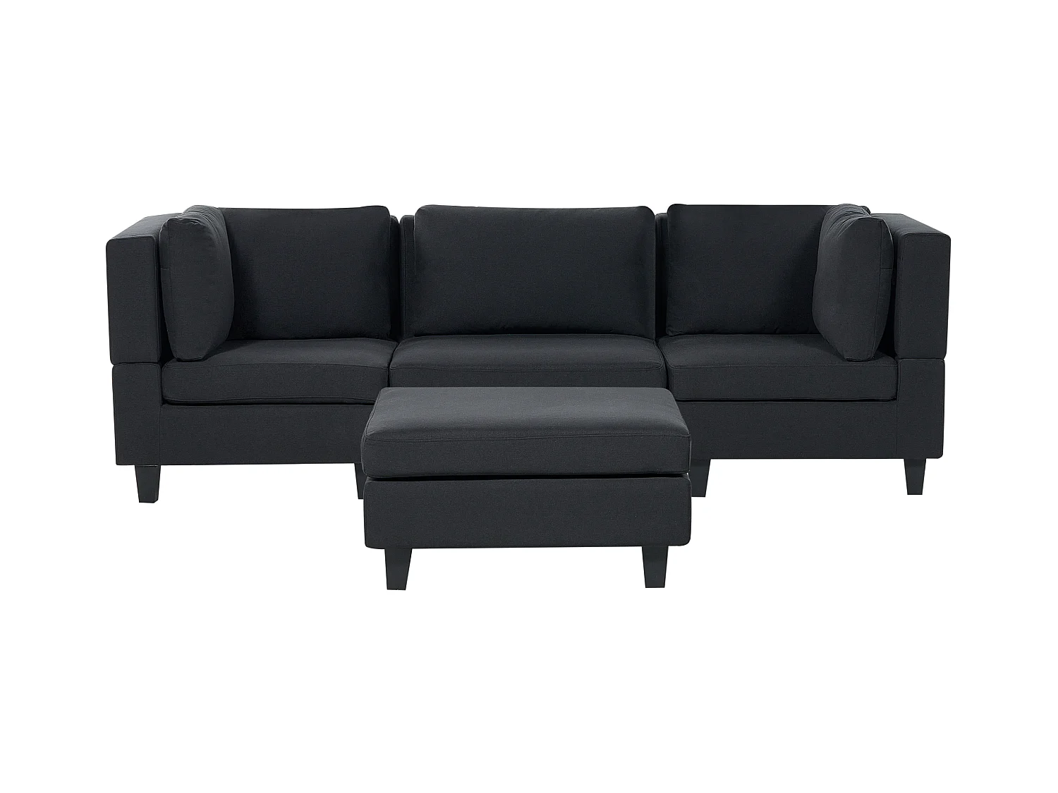 Canapé modulable 3 places UNSTAD Tissu Noir avec ottoman