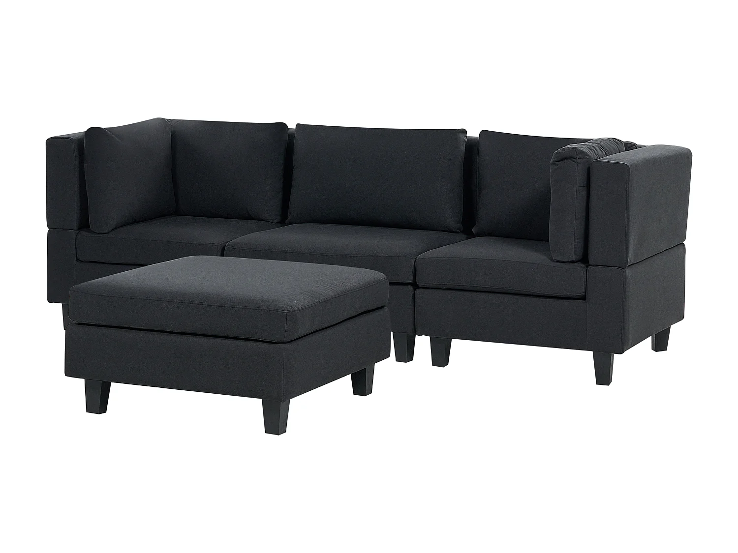 Canapé modulable 3 places UNSTAD Tissu Noir avec ottoman