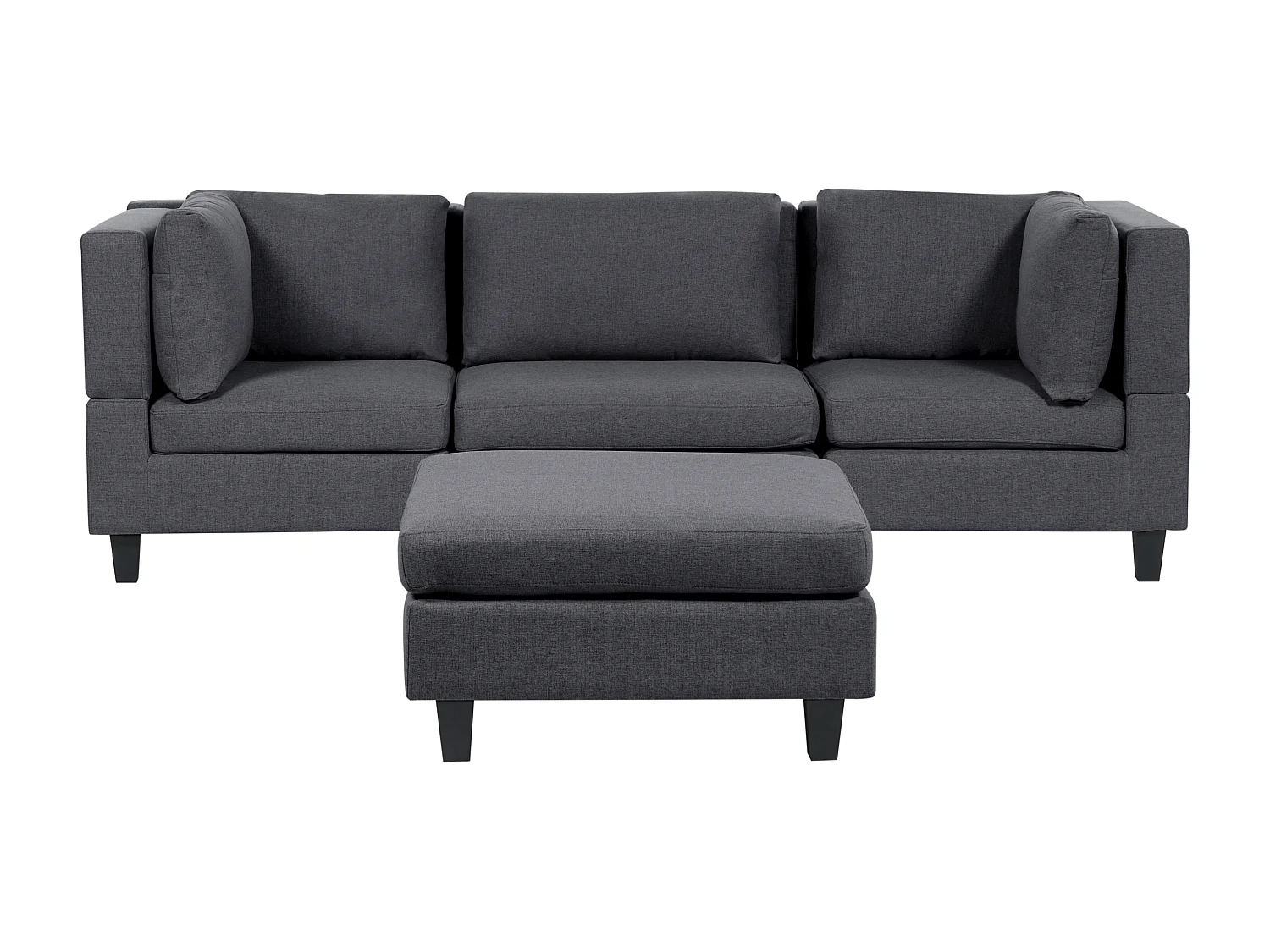 Modulaire bank UNSTAD Stof Donkergrijs Met ottomaan 3-zitter