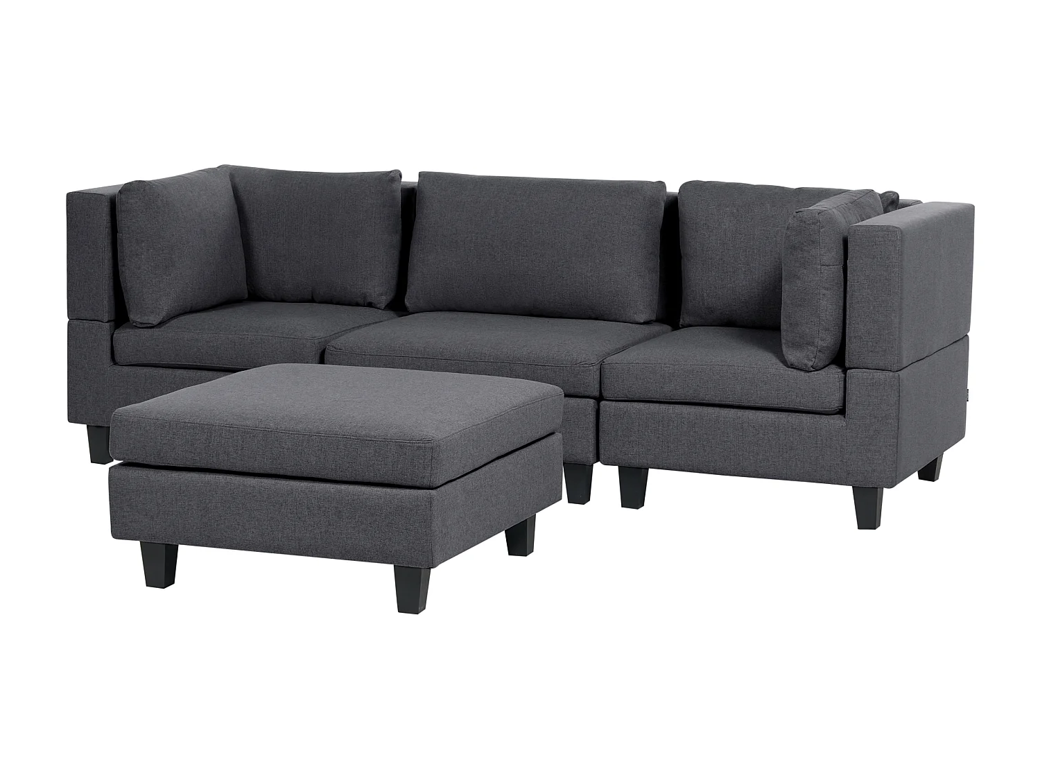 Modulaire bank UNSTAD Stof Donkergrijs Met ottomaan 3-zitter