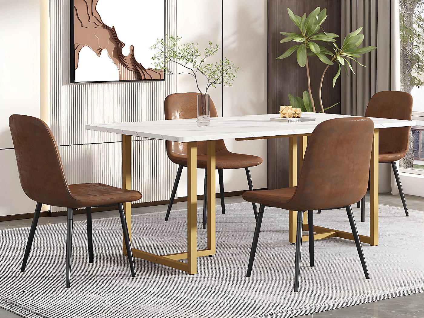 Eettafel Ronde ontbijttafel keukentafel metalen poten marmerpatroon