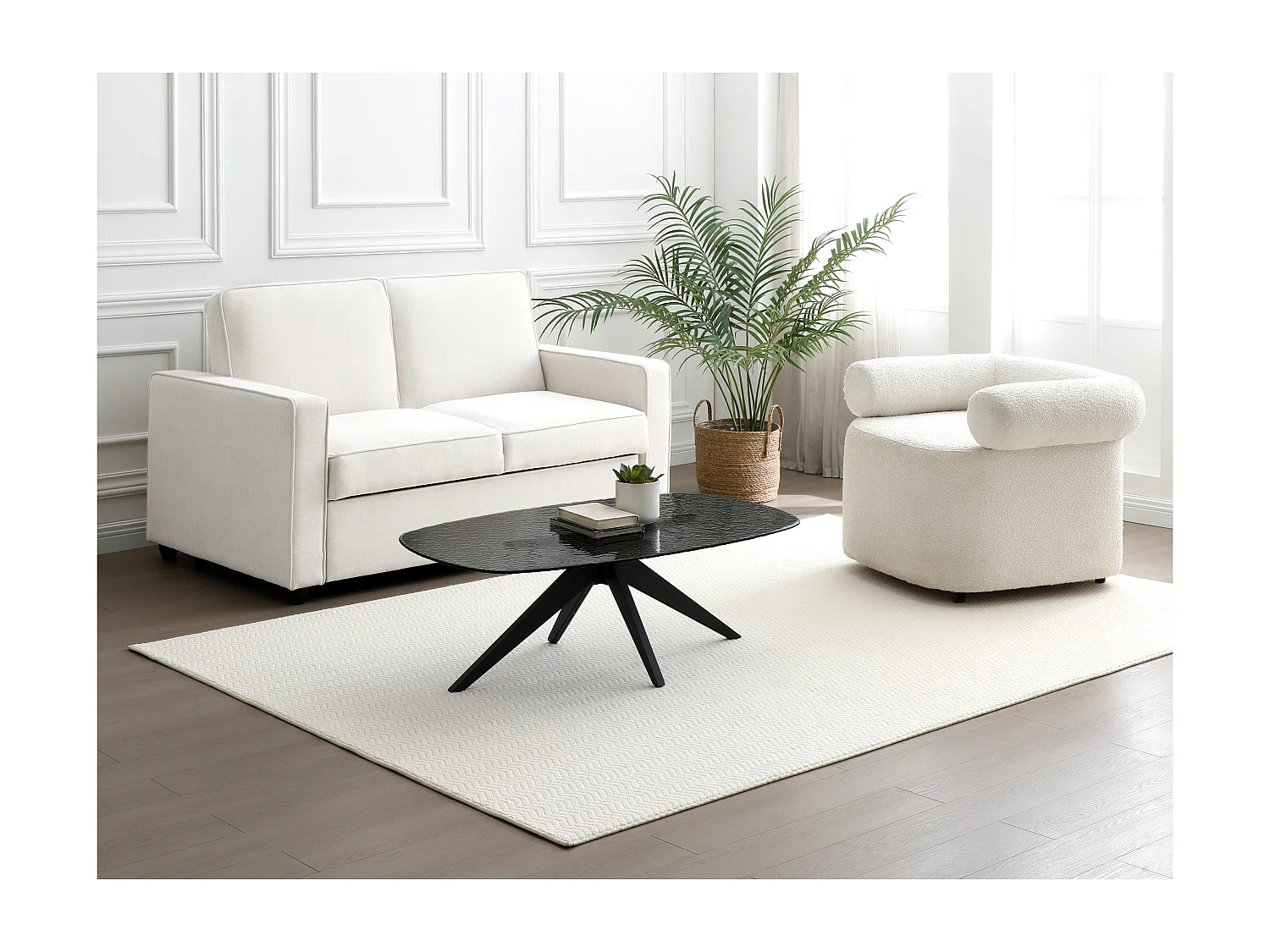 Salontafel van gehard glas met structuur en metaal - Zwart - LEGRIO van Maison Céphy