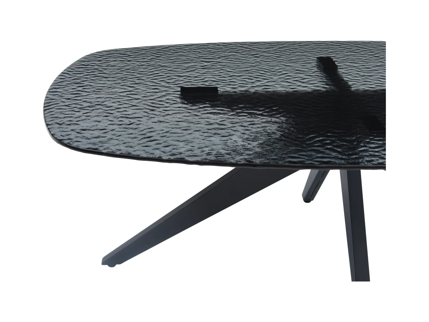 Mesa de centro de vidrio templado burbujeado y metal - Negro - LEGRIO de Maison Céphy