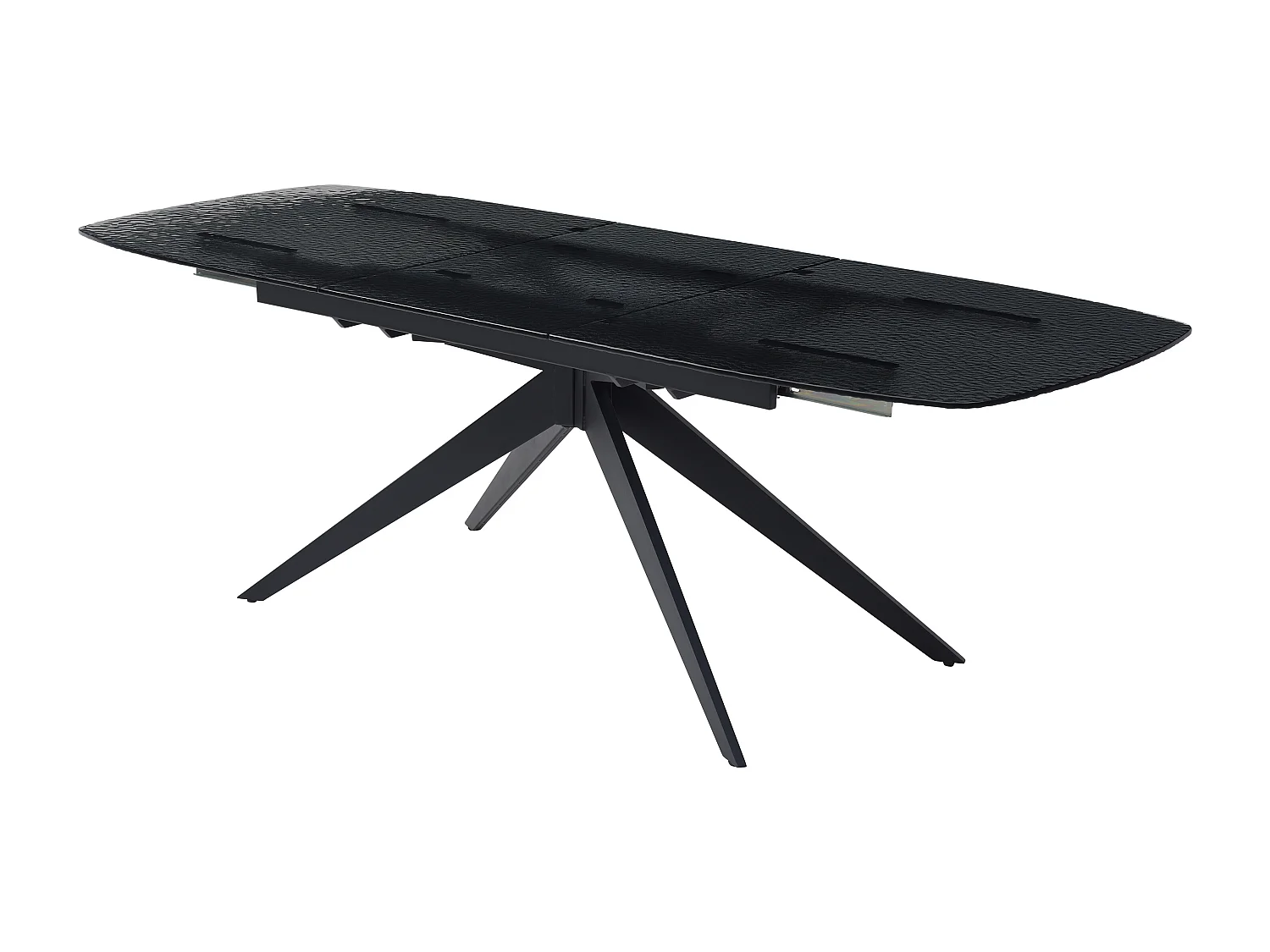 Stół do jadalni rozkładany dla 6 do 10 osób z falistego szkła hartowanego i metalu - Czarny - LEGRIO marki Maison Céphy