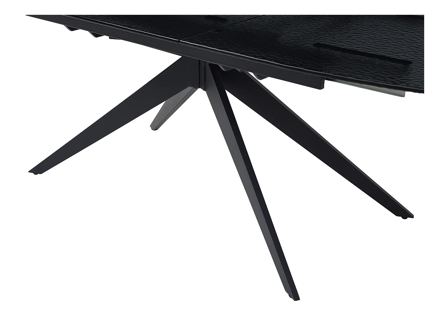 Verlengbare eettafel van 6 tot 10 plaatsen van gehard glas met structuur en metaal - Zwart - LEGRIO van Maison Céphy