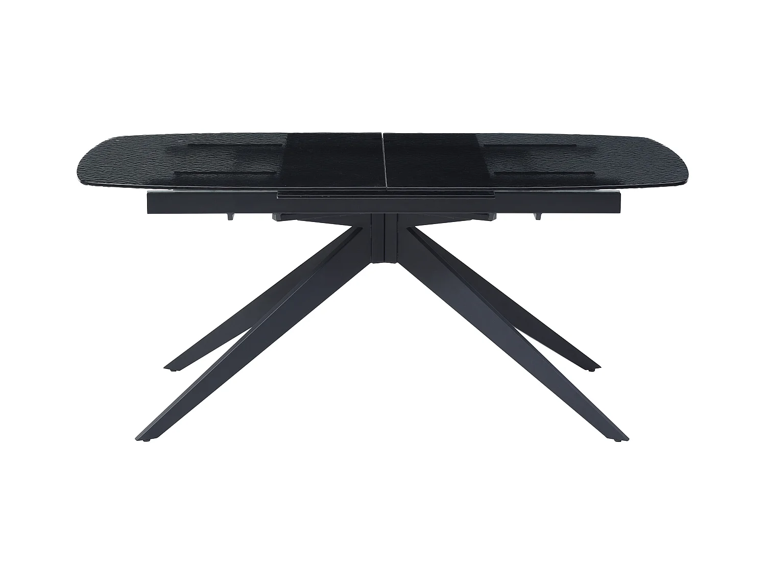 Verlengbare eettafel van 6 tot 10 plaatsen van gehard glas met structuur en metaal - Zwart - LEGRIO van Maison Céphy