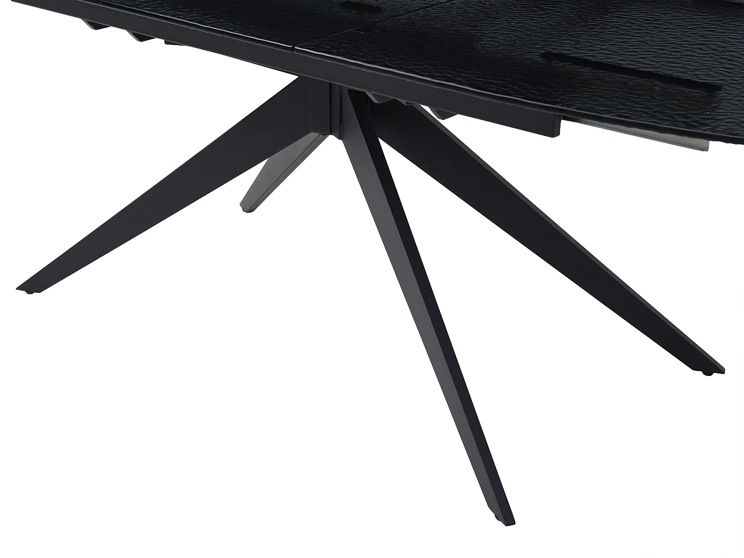 Table à manger extensible 6 à 10 personnes en verre trempé bullé et métal - Noir - LEGRIO de Maison Céphy