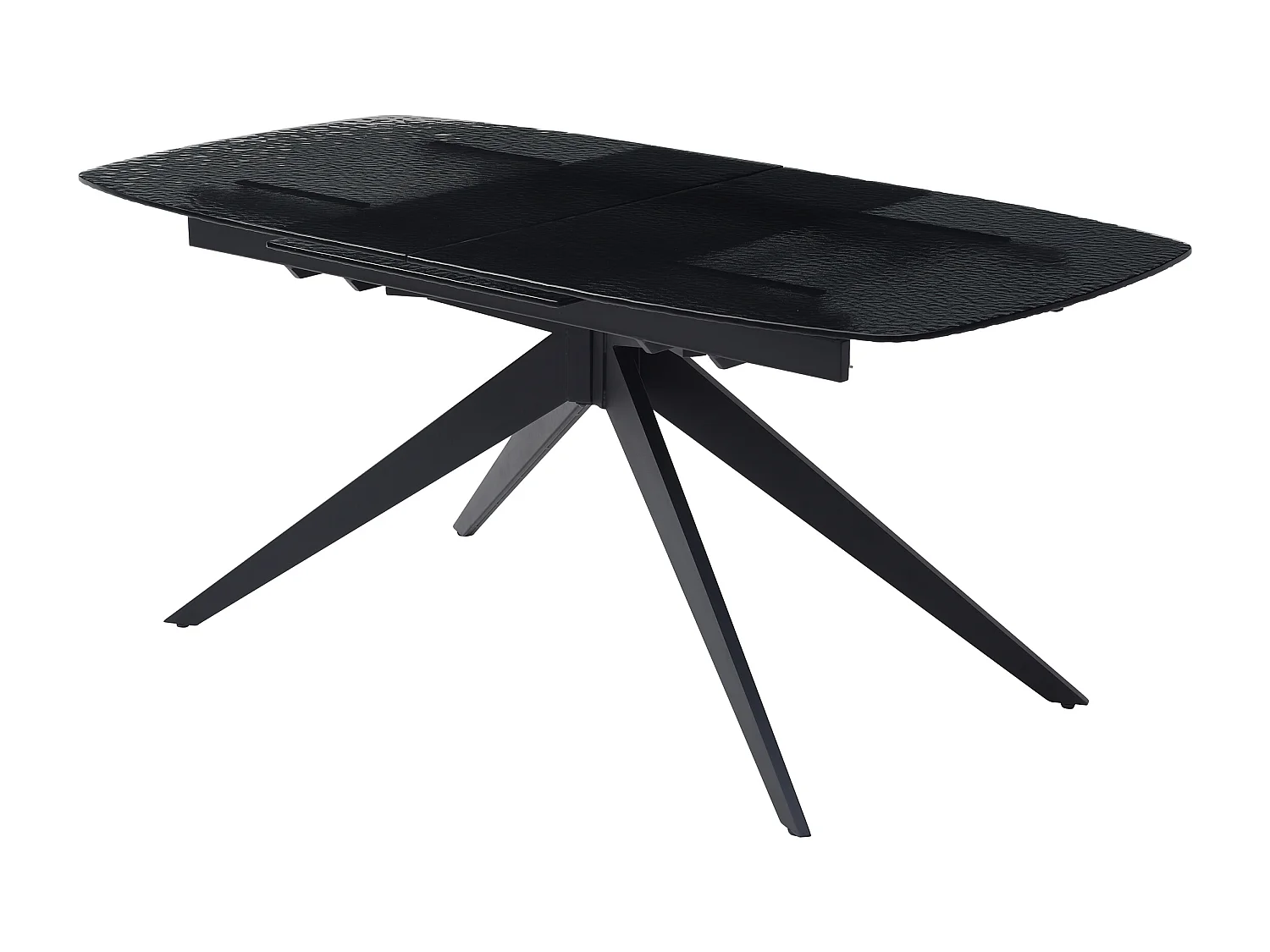 Table à manger extensible 6 à 10 personnes en verre trempé bullé et métal - Noir - LEGRIO de Maison Céphy