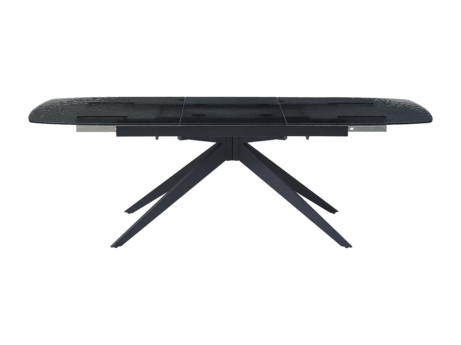 Table à manger extensible 6 à 10 personnes en verre trempé bullé et métal - Noir - LEGRIO de Maison Céphy