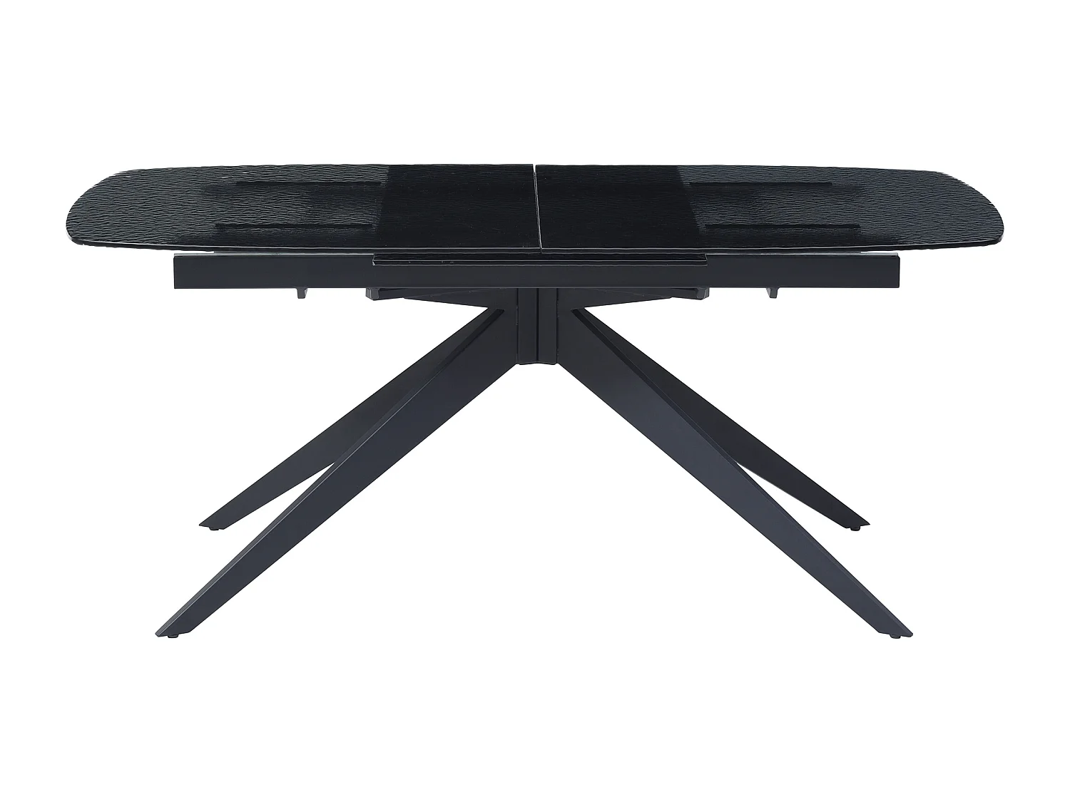Table à manger extensible 6 à 10 personnes en verre trempé bullé et métal - Noir - LEGRIO de Maison Céphy