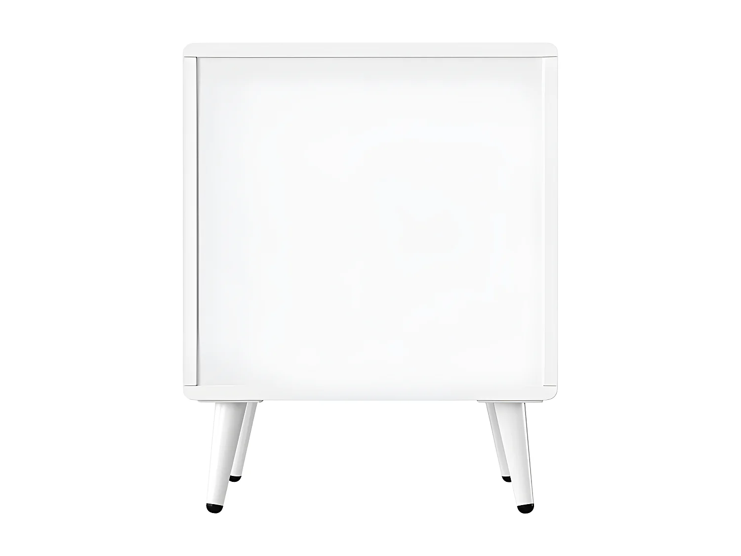 Lot de 2 Tables de chevet à motif ondulé - avec poignées dorées et 2 tiroirs - façades laquées - Blanc