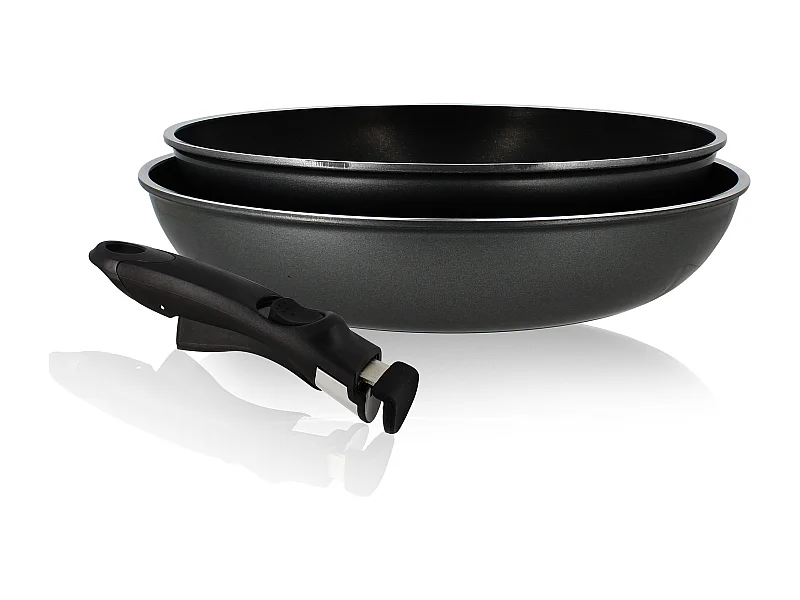 Menastyl - Set De 3 Pieces Poeles En Aluminium Induction Avec Poignee Amovible