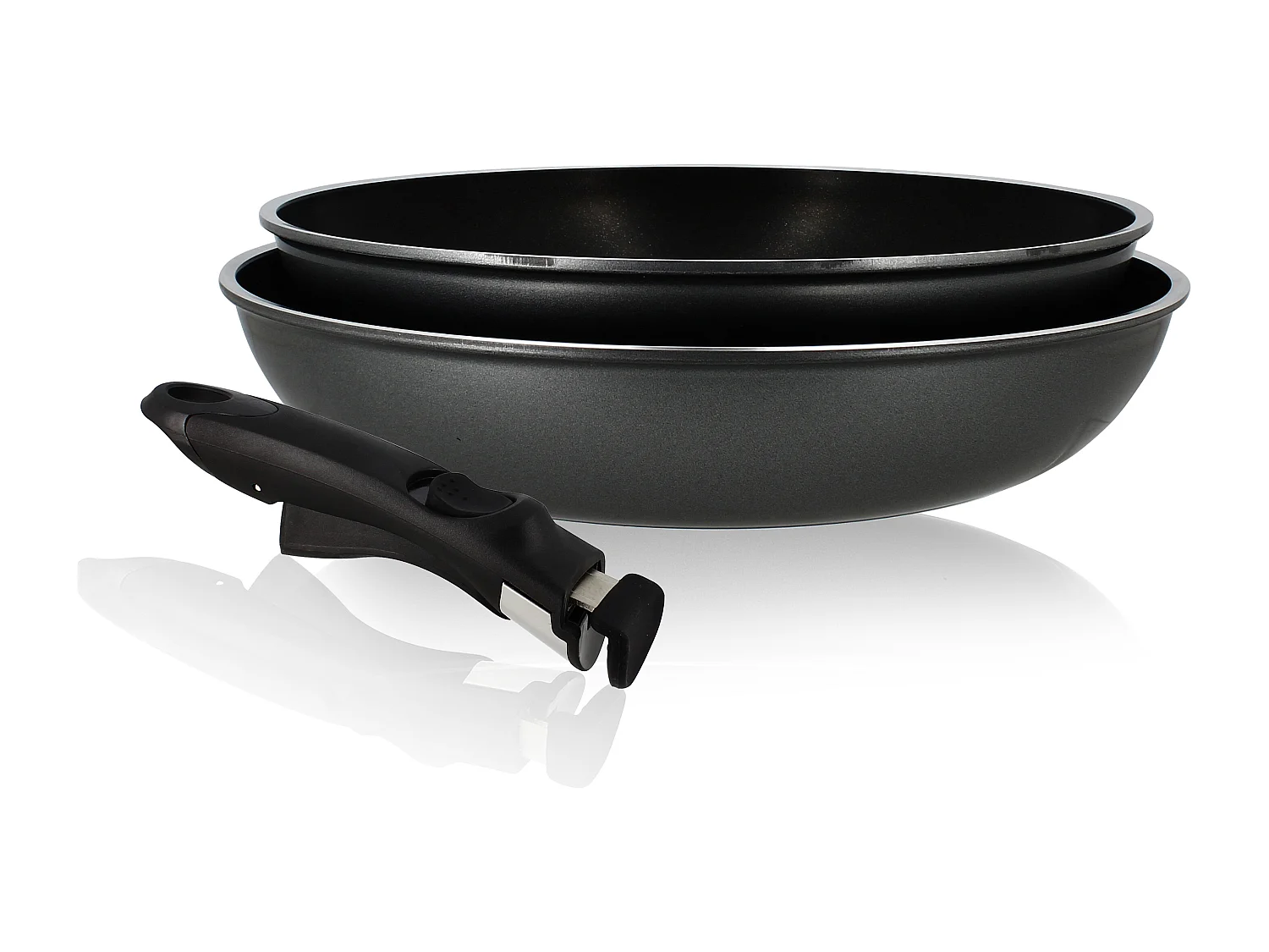 Menastyl - Set De 3 Pieces Poeles En Aluminium Induction Avec Poignee Amovible