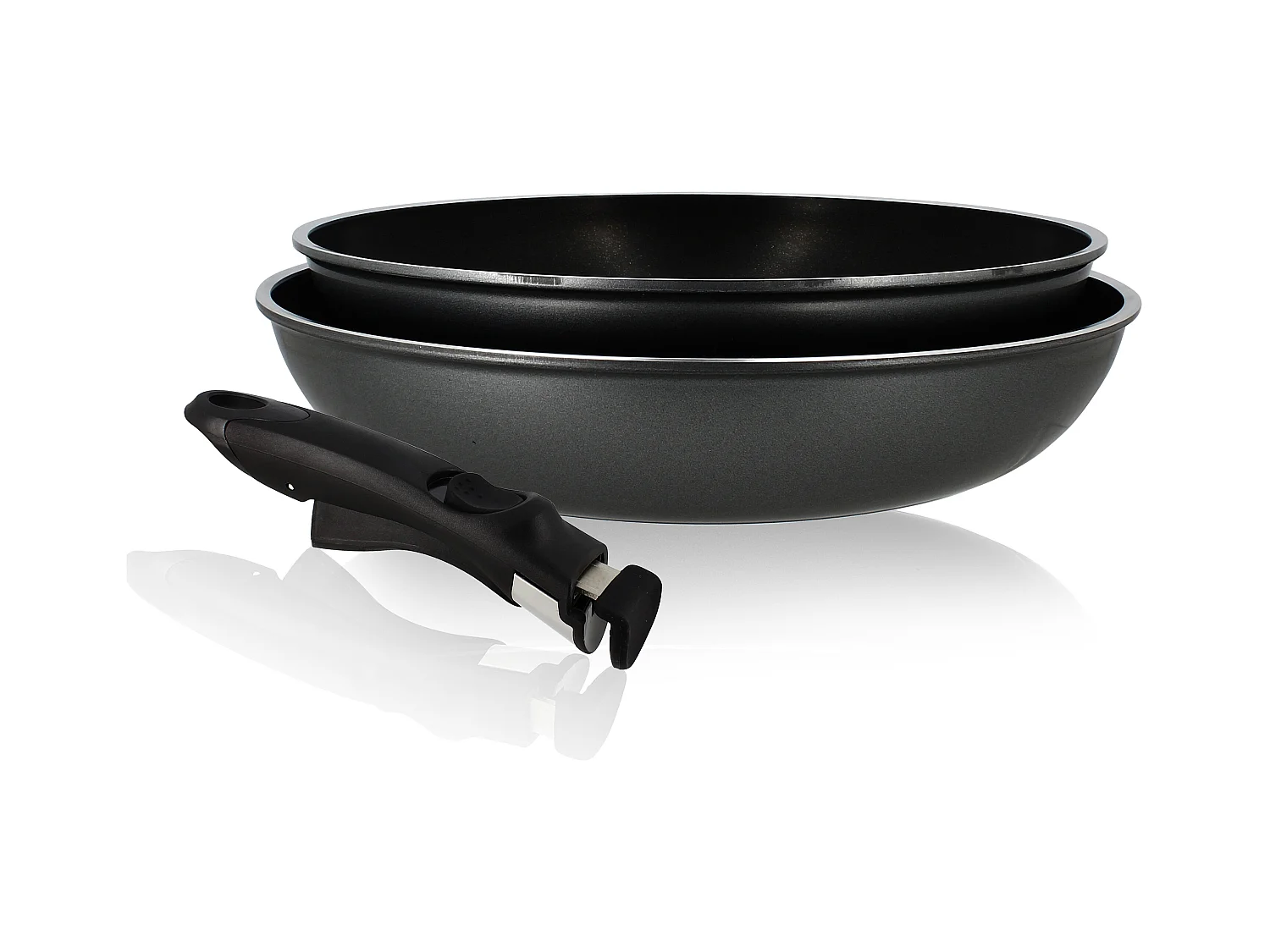 Menastyl - Set De 3 Pieces Poeles En Aluminium Induction Avec Poignee Amovible