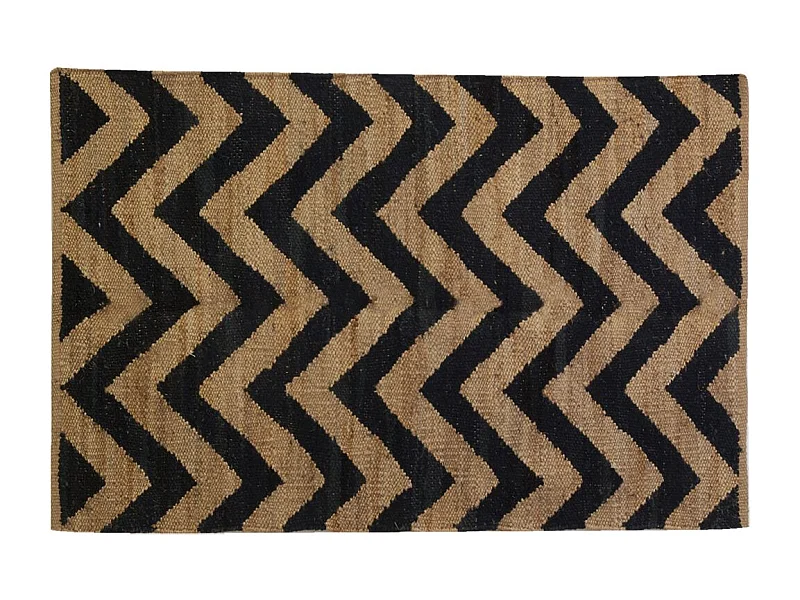 Tapis en jute naturel et noir graphique