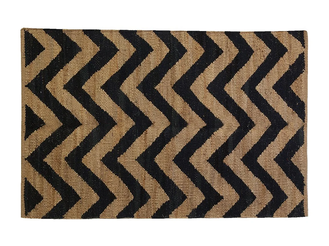Tapis en jute naturel et noir graphique