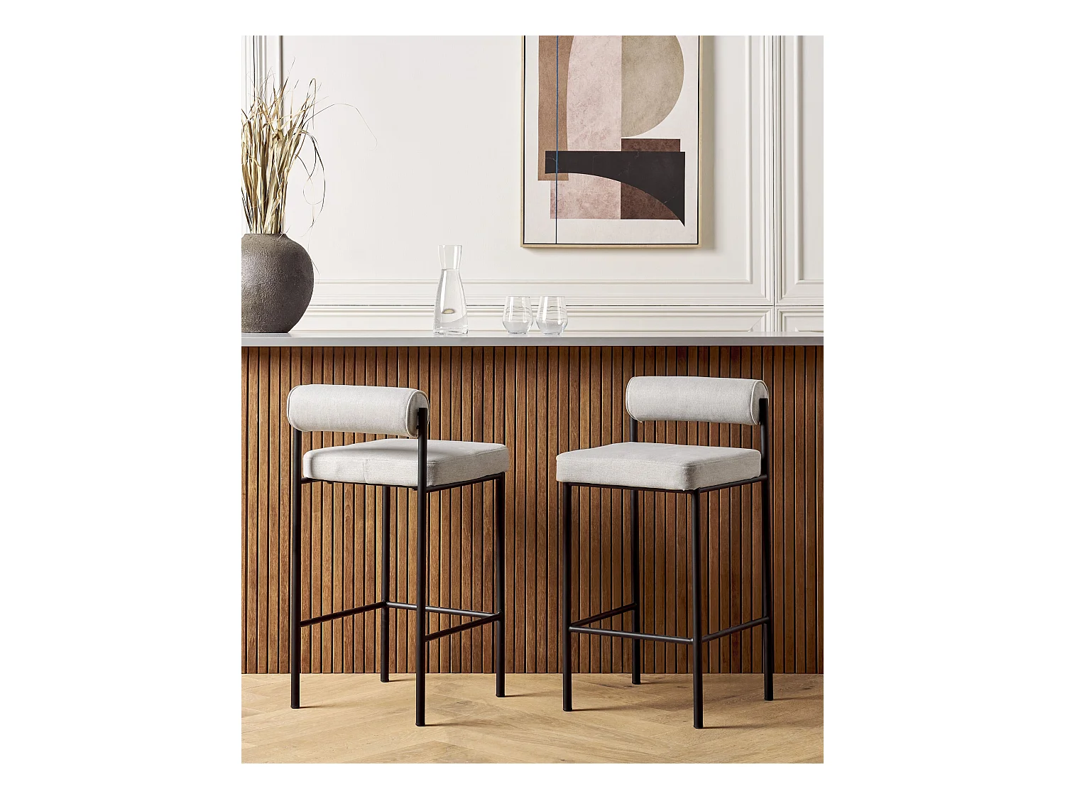 Set mit 2 Barstühlen AMAYA Hellgrau