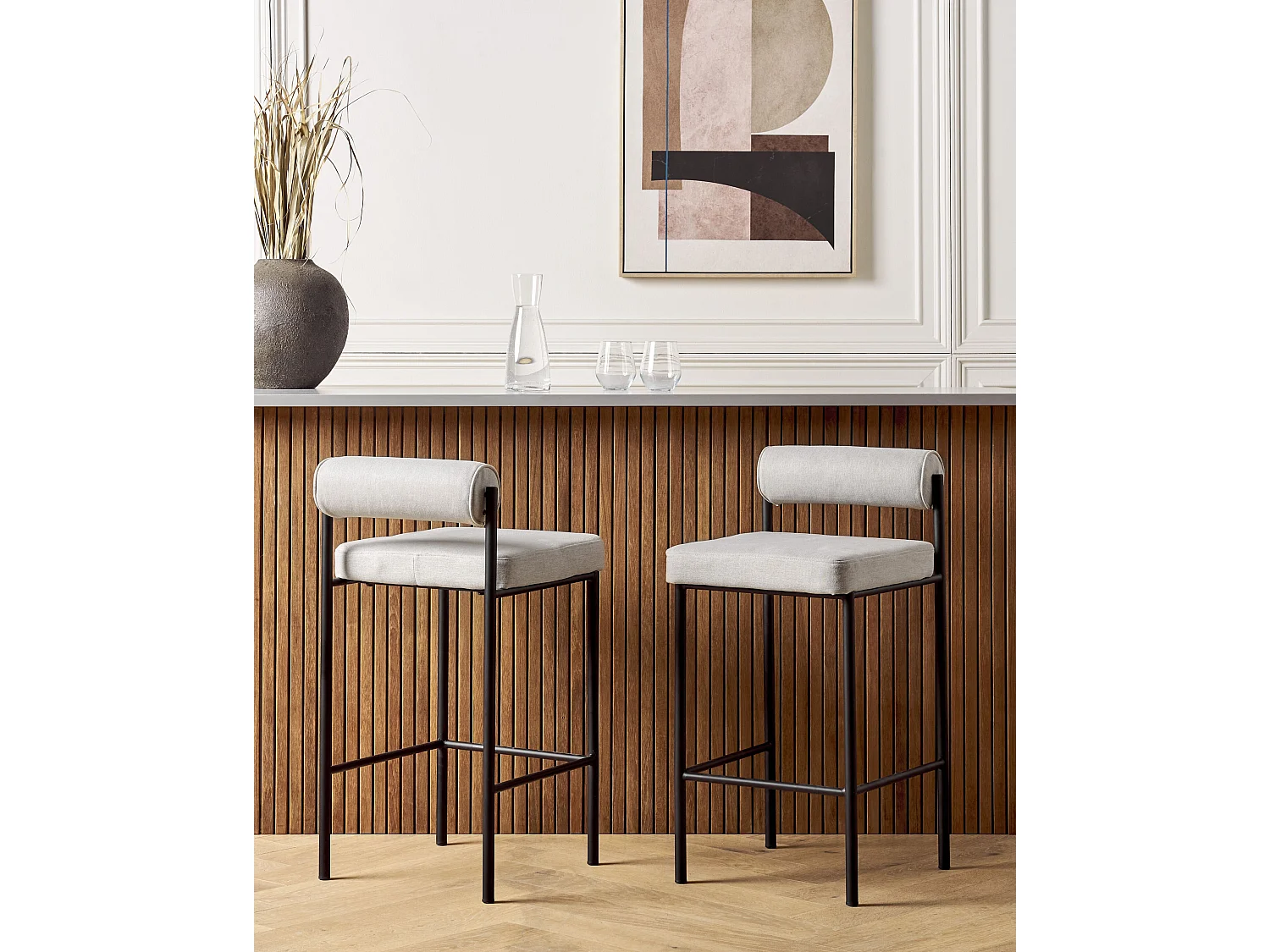 Lot de 2 chaises de bar AMAYA Gris clair